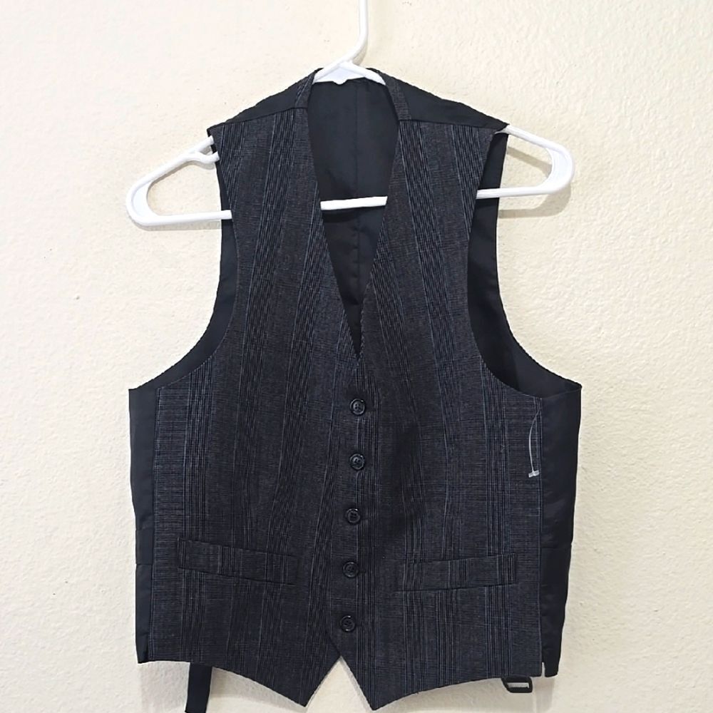 St. De Holt Stylish Black Pinstripe Wool‎ Vest 38